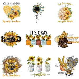 9pcs Bee Iron on Decals Heat Transfer for T-Shirts Vinyl Sticker Patches Washable Thermal Transfer Appliques DIY Craft for Clothes Pillow Cover