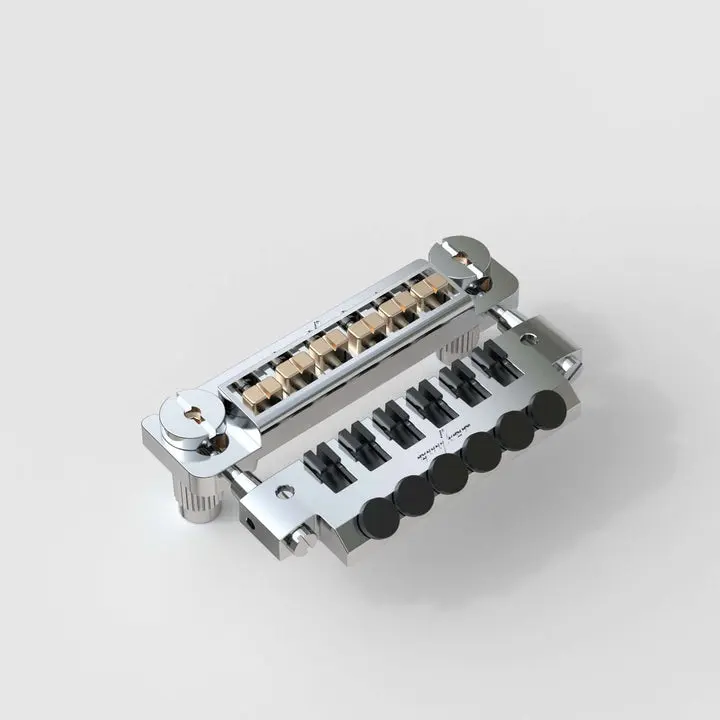 Guyker GM004 Wraparound Bridge with Locking Stud, Deluxe TunePro Zinc Alloy TP2 Tailpiece Set, Brass Saddles - Replacement Guitar Parts for 6-String Electric Guitars