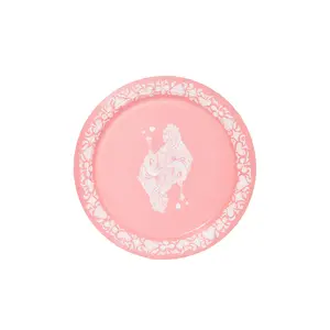 Gwendolyn's G. McGee Queen of Hearts Dessert Rosy Pink Jasperware Paper Plate - 8 pack