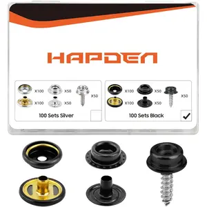 350 count Boat Cover Snaps, Canvas Snap Kit & Button Snaps, 100 Set Heavy Duty Snap Fasteners Kit 3/8" Socket Stainless Steel Snaps Marine Grade for Leather Boat Cover Furniture (Black)