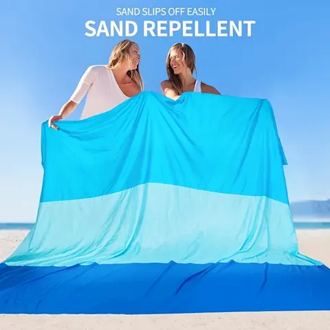 Oversized Lightweight Beach Blanket & Picnic Mat for 2-8 People, Polyester Portable Outdoor Blanket for Travel, Camping & Hiking