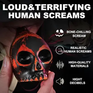 Scary Aztec Death Skull Scream, Loud Human War Cry Bone Chilling Sound Effect, Halloween Spooky Gift High Decibel Aztec Blower Screamer
