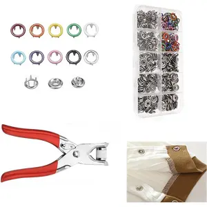 100Sets Metal Snap Fasteners Kit with Pliers Stainless Steel No-Sew Buttons for Clothing DIY