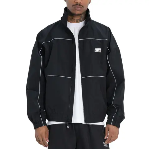 Pro Club Men's Thick Heavyweight Polyester Piping Track Jacket - Relaxed-Fit Zip-Up Mens Clothing Coat, Durable Shell Top, Reflective Details, Front Pockets, Sport Athletic Casual Outerwear