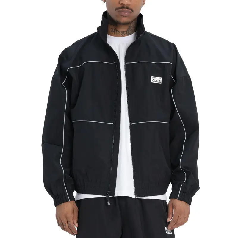 Pro Club Men's Thick Heavyweight Polyester Piping Track Jacket - Relaxed-Fit Zip-Up Mens Clothing Coat, Durable Shell Top, Reflective Details, Front Pockets, Sport Athletic Casual Outerwear