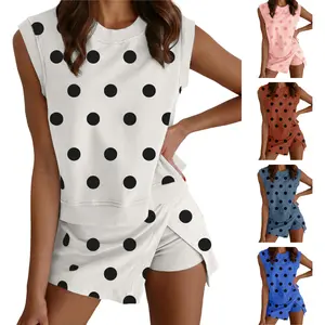 Molitree Women's 2-Piece Polka Dot Outfit Summer Tank Top & Split Mini Skort  Workout Set