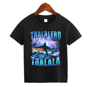 Funny Italian Brainrot Meme Character Hand Drawn T-Shirt for Toddlers with Ballerina Cappuccino Chimpanzini Bananini Designs