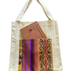 Multicolored TOTE Bag - 100% Cotton, Durable & Easy to Clean, Stylish Design with Pocket for Wallet, Versatile for Everyday Use