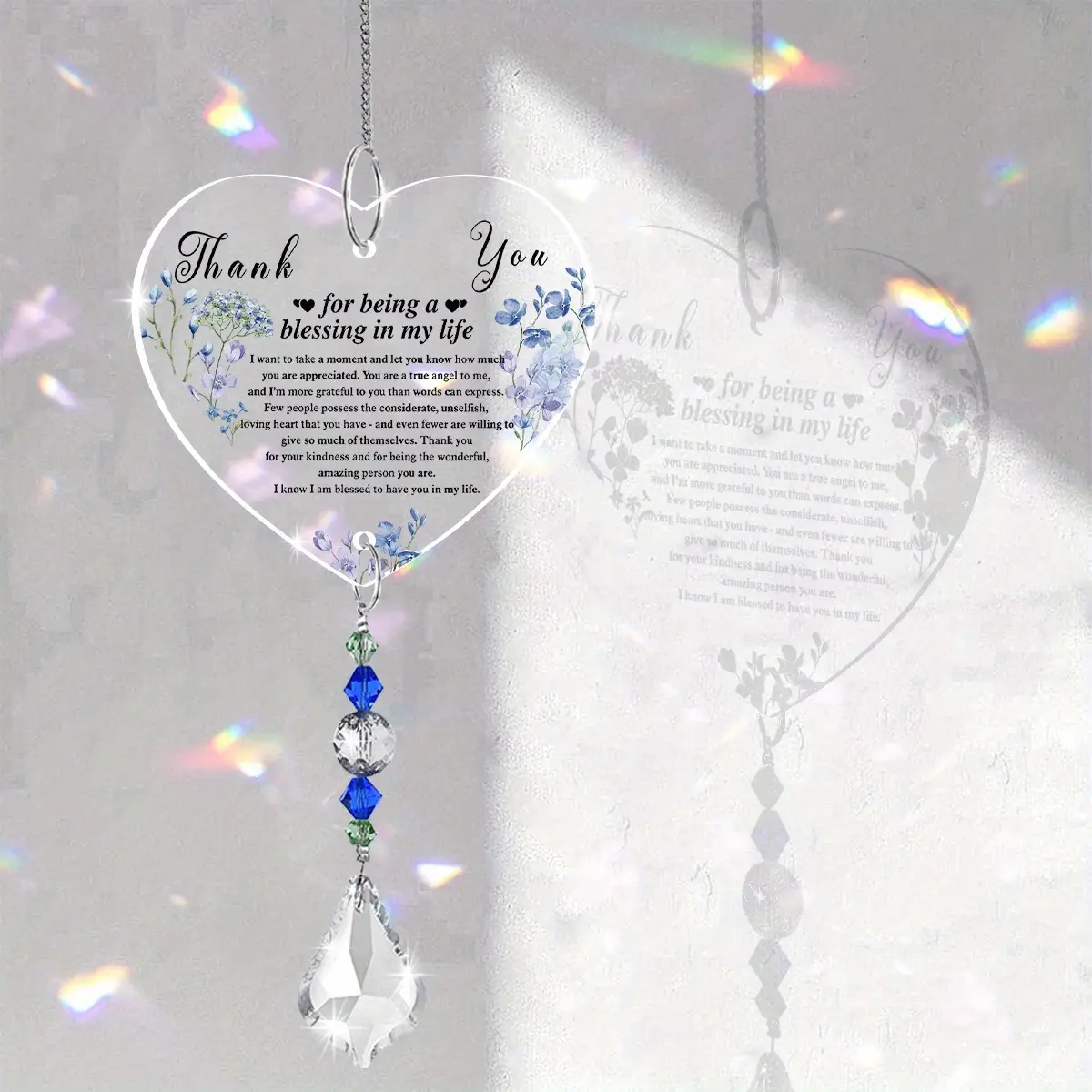 1pc Hanging Ornament, Full of Affection, Gratitude and Sincere Appreciation, Crystal Sunlight Catcher Home Decor, Perfect Gift for Birthday, Wedding, Anniversary, Graduation Gift, Christmas, Mother's Day and Father's Day Gift.
