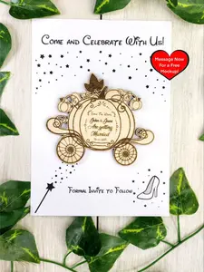 Princess inspired Save The Date Magnets | Personalized Wedding Announcement | Laser Engraved wooden magnet