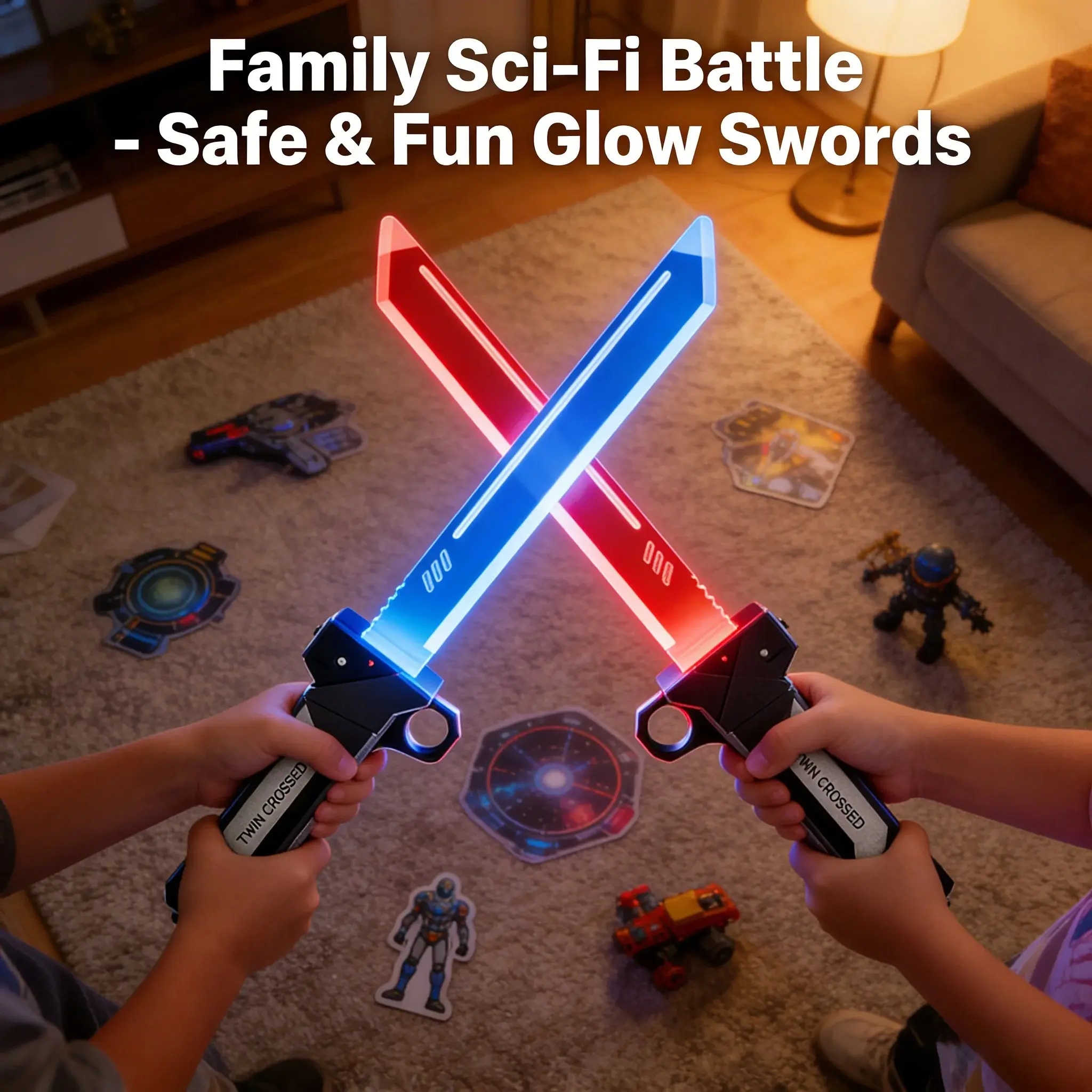 Double Cross Expandable Light Saber Toy, Double Bladed Lightsaber, Telescopic Lightsaber, Dual Blade Glowing Sword, Adjustable Color, Role Play Prop for Kids, Birthday Gift