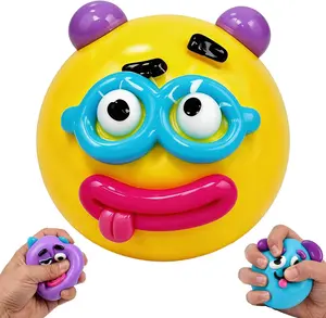 Slow Rising Clown Face Swap Morph Stress Ball, Satisfying Slow-Rise Recovery Visual ASMR, Calming Desk Essential, Unique Funny Gift for Birthday Party