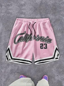 Men's Letter & Number Print Shorts, Casual Comfy Breathable Shorts for Daily Outdoor Wear, Men's Bottoms for Summer, Athleisure Style Bottoms