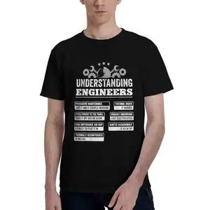 Unisex "Understanding Engineers" Graphic Tshirt - Mechanical Engineering Streetwear, 2025 Summer Shortsleeve Round Neck, Black XL, Vintage Printed Pure Fabric, Slight Stretch, Regular Fit Adult Menswear Top Oversized Comfy Cotton