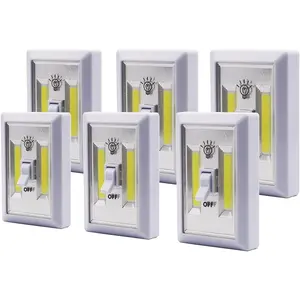 Battery Operated Switch LED Lights, Portable Tap Light, Push Closet Light, COB LED Cordless Night Lights, Touch, Wall Mount Under Cabinet, Shed, Kitchen, Garage, Attic, RV(6 Pack)