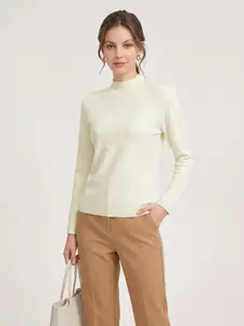 Half High Neck Rhinestone Knit Top, Office Wear, Slim Fit, Plaid Embroidery, Perfect for Work and Daily, Stylish and Comfortable