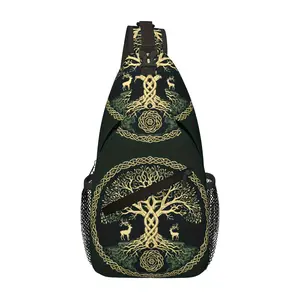 Crossbody Chest Bag Hiking Backpack Viking Symbol Tree Life Shoulder Bag Folding Large Capacity Fashion Durable Can Be Used for Shopping, Work, Leisure Travel Beach Bag Fishing Backpack