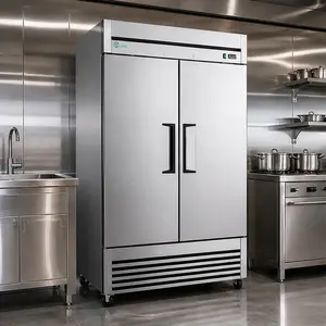 ARCH 54" Commercial Reach-in Refrigerator 44.5 Cu.Ft Stainless Steel 2 Door Fridge 32-37°F Air Cooling LED Light 6 Shelves ETL Listed for Restaurant Cafe Supermarket Kitchen Food Beverage Storage Silver, Silver Color Options, Stainless Steel Material