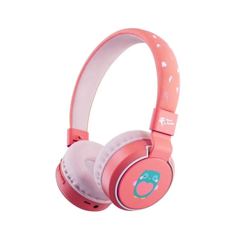Planet Buddies Bluetooth Wireless Headphones V3 - Olive Owl, Portable Audio Device with Foldable, Adjustable Design and Detachable Cable