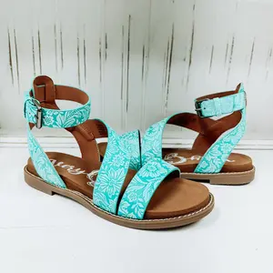 Sylvie Tooled Sandal - Turquoise