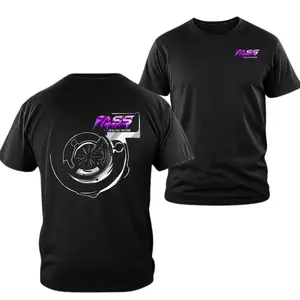 FASS Diesel Turbo Graphic T-shirt, 2 Sides Minimal Line Art Fuel Systems Turbocharger Design, Soft Cotton Blend Workwear Tee for Men Women Mechanics Diesel Truck Performance Gift