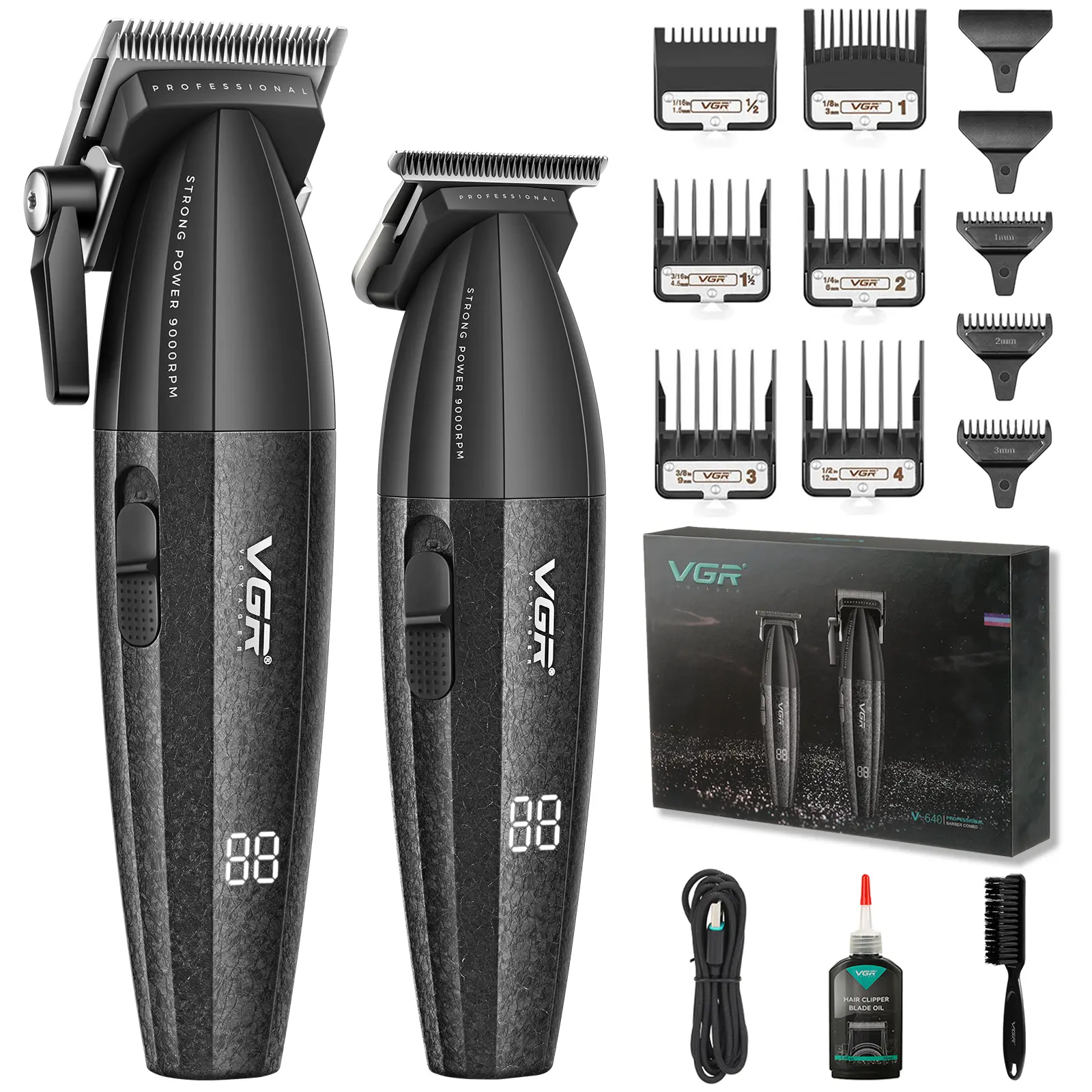VGR 640 Professional Hair Clipper for Men, Hair Trimmer & Barber Clipper Set, Cord/Cordless USB Rechargeable Men's Hair Cutting Kit with LED Display, Perfect Gifts for Men tiktokshopbacktoschool