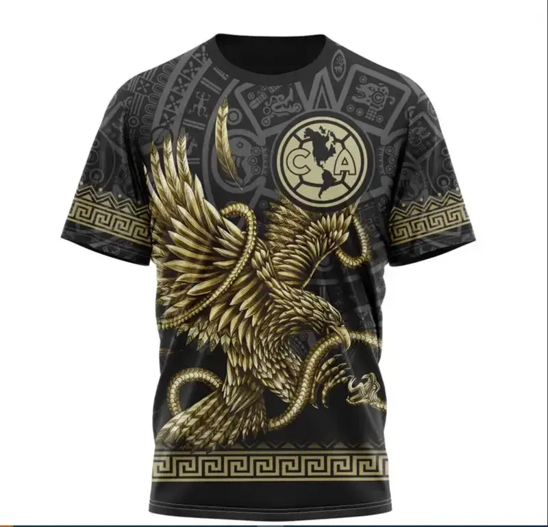 Club America Black Gold Mexican Eagle Soccer Jersey | Liga MX Special Edition Football Shirt | Breathable Quick-Dry Fan Apparel | Unisex Sizes S-5XL