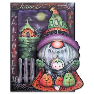 Designocracy 8611077H-MP 24 x 18 in. Boo Halloween Gnome Halloween Holiday Door Decor