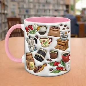Personalize Cafecito 3D Inflated Puff Mug Wrap Sublimation Template, 11oz & 15oz Designs, Coffee Lover Cricut Mug Press