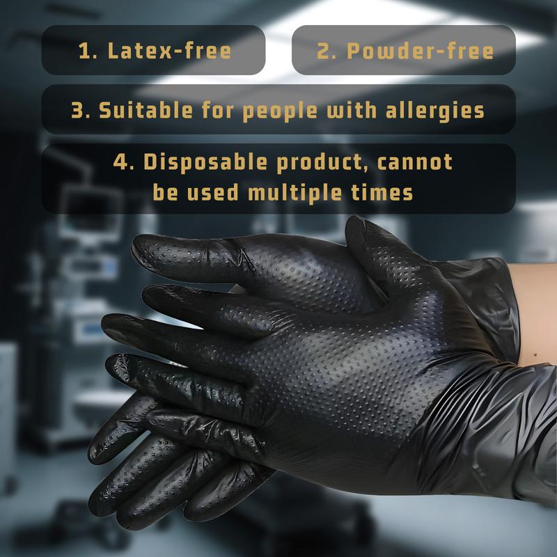 GP Craft Heavy Duty 8Mil Diamond Textured Black Nitrile Gloves for Automotive Work Cleaning Hand Cover Box  Ultra Grip Secure Grip