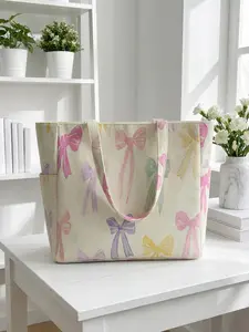 Butterfly Knot Pattern Travel Bag, Large Capacity Storage Bag, Durable Multi-Pocket Design, Zipper Closure, Casual Style for All Seasons