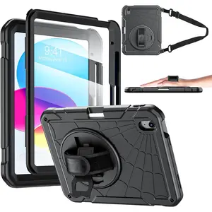 Case for iPad (A16) 11th Generation 11-inch 2025, iPad 10th Generation 10.9-inch 2022, with Built-in Screen Protector &360? Rotate Hand Strap/Stand,Black