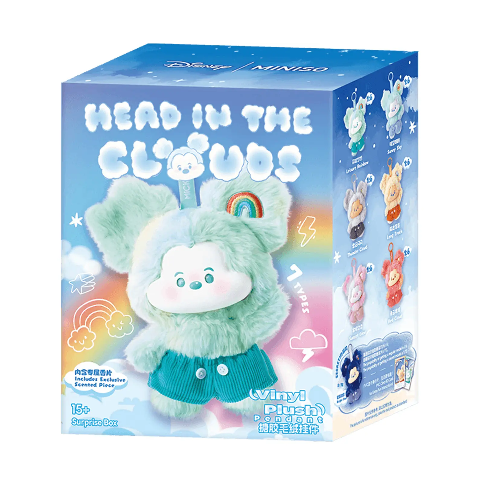 MINISO Disney Mickey Cloud Fantasy Vinyl Plush Blind Box, Official Licensed Head In The Clouds Collectible Figurine, Mystery Box Fluffy Plush Ornament, Cute Desk Decor Gift for Disney Fans