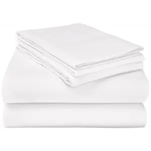 212 MAIN Impressions by Luxor Treasures Cozy 4-Piece Fully Elastic Cotton Flannel King Size Sheet Set, Solid White, Perfect Fit Bedding for King-Size Beds