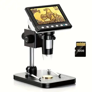 4.3-Inch IPS LCD Digital Microscope with 1000X Magnification, Suitable for Adults And Coin Collectors, Featuring 8 Adjustable Leds And Compatible with