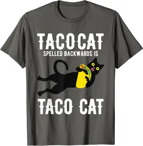 Taco Tuesday Shirt Black Cat Funny Spelled Backwards Tacocat T-Shirt - Gabriellef Shop MQSB09VLD3255