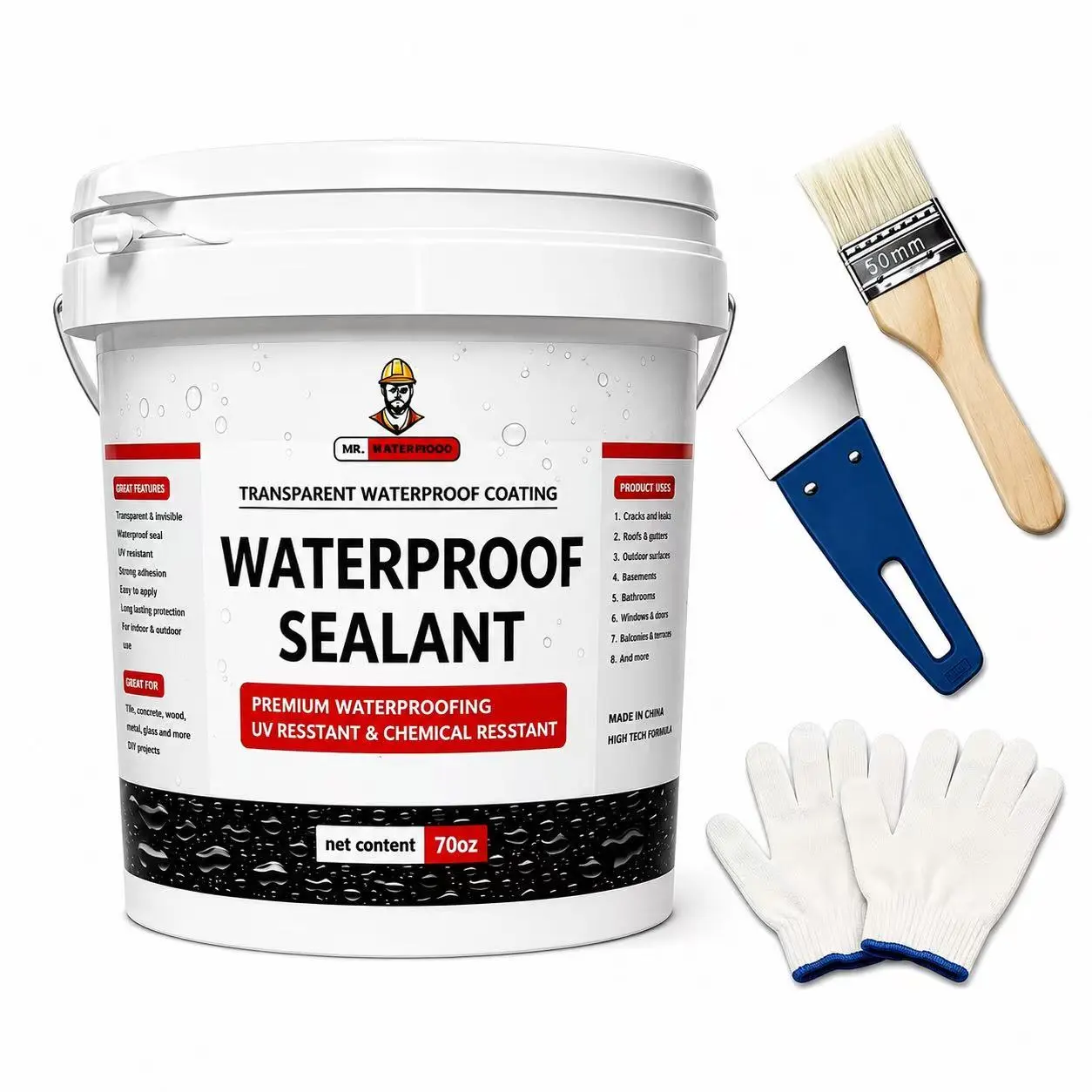 Brand new upgraded 70oz large capacity Invisible Waterproof SealantCoating - Clear Leak Repair, Long-LastingProtection for Roof, Bathroom Surfaces (Tools& Hardware, Adhesives Tapes & SealersWaterproofers)