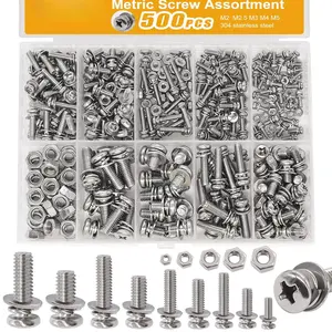 500 count Nut and Bolt Assortment Kit,M2 M2.5 M3 M4 M5 Machine Screws, 304 Stainless Steel Combination Screws for Electronics,,DIY Projects K-188