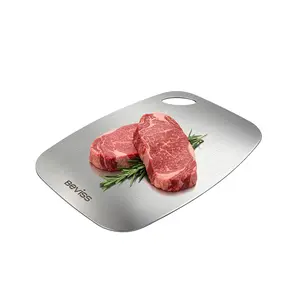 Beviss Cutting Board, 100% Pure 18/8 Stainless Steel Cutting Board Double Sided, 11.45" x 8.15" Chopping Board for Kitchen, Dishwasher Safe Chopping Board for Meat, Vegetables or Fruit