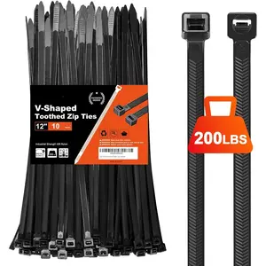 12 Inch 80 Pack Nylon Cable Organizer Ties, 200lb Strength Double-Sided V-Grip Zip Ties for Desk Cord Management & Home Office