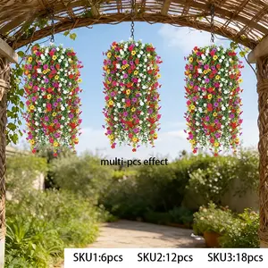 Artificial Violet Vine Four Colors, Durable Plastic Hanging Ivy, Wedding Arch, Garden, Patio, Ceiling Decor, Maintenance-Free Fake Wisteria Vine