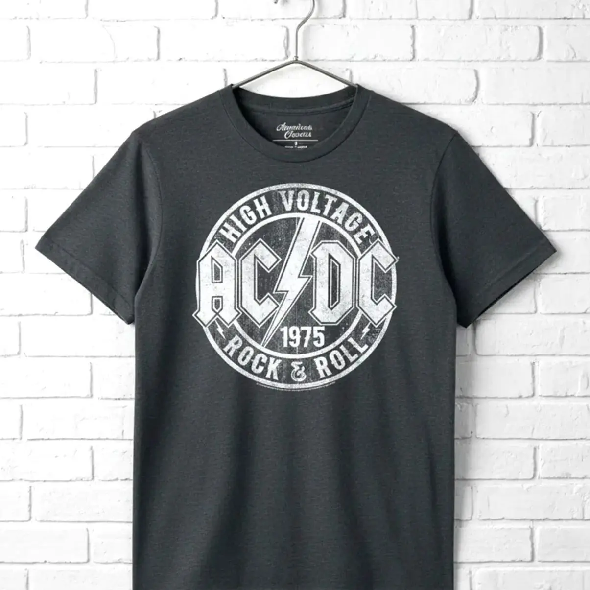 ACDC High Voltage Rock & Roll 1975 Men's T Shirt Band Album Vintage Concert Tour O