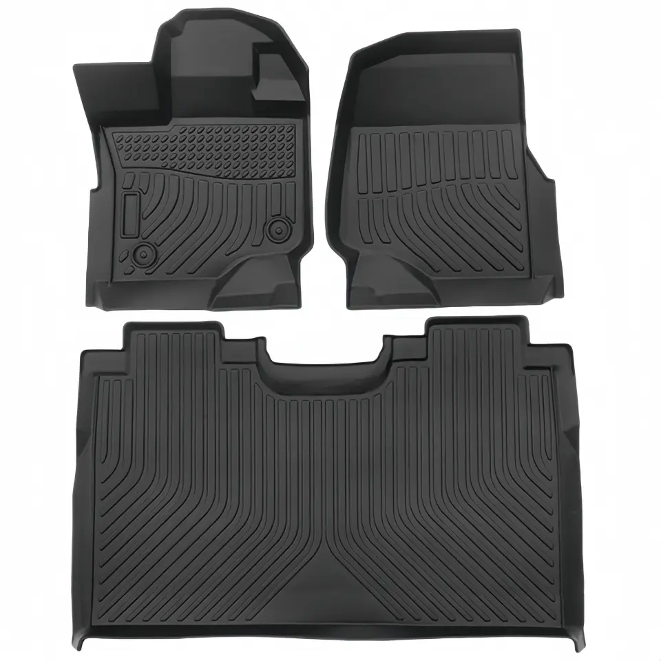Floor Mats for Ford F-150 2015-2026 | F150 Lightning 2022-2025 SuperCrew (Rear w/o Fold Flat Storage) Carpet Floor All Weather Protector TPE Truck Liners- 1st & 2nd Row, 3pcs Black