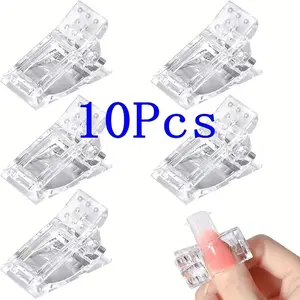 Polygel Nail Extension Clamps Set Poly Gel Kit - Quick Building Nail Tips Clip for LED Builder Gel, Manicure Nail Art Tool, Poly Gel Finger Nail Form Fixing Clips, Unscented - Available in 5/10/15/20/25/50pcs Options