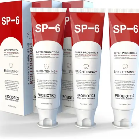 SP-6 Super Probiotic Niacinamide Toothpaste - Daily Gentle Oral Care Gel, 6 Strains, Enamel-Safe, Safe Ingredients, Fluoride-Free Fresh Mint for Teeth Whitening & Gum Support