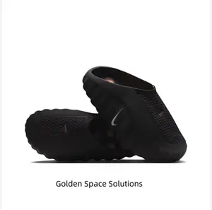 Black Thick-Soled Massage Slides, Orange Spherical Outsole, Breathable Fabric Upper, Pre-Game Recovery Tech Mules