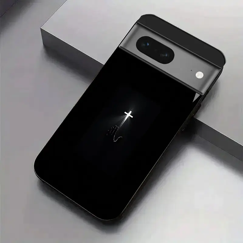 devout cross pattern design suitable for Google Pixel 7a/Pixel 8/Pixel 7/Pixel 8A Protective Hard Case glass texture Simple design new styles Phone Case Hard Protective Cover Casing