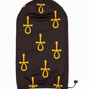 Black & Gold Ankh Loc Cap - Satin Material Adjustable Elastic Band Drawstring for Comfortable Fit Elegant Unique Style Accessory