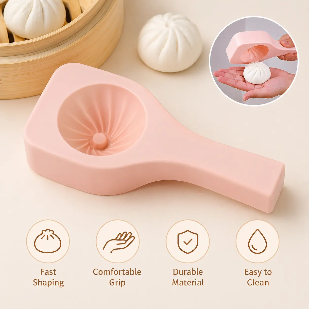 2 Counts, Steamed Bun Making Mold, Handheld Smooth Pastry Tool for Home Kitchen to Make Steamed Buns, Steamed Cakes and Glutinous Rice Food