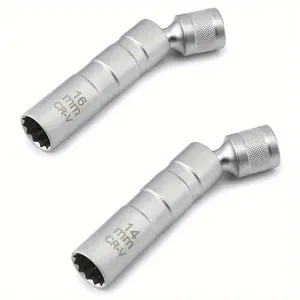 3/8 Inch Square Head 12-Piece Universal Socket Set, 14mm/16mm Magnetic Spark Plug Wrench Kit, 2 Piece Tool Set for Easy Installation